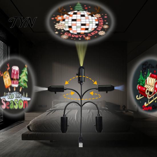 Holiday Gift for Bedroom USB Power Projector Night Light, 360 Degree Flexible Neck, Christmas LED Dynamic Projection Lamp Light Indoor Ceiling, Wall,