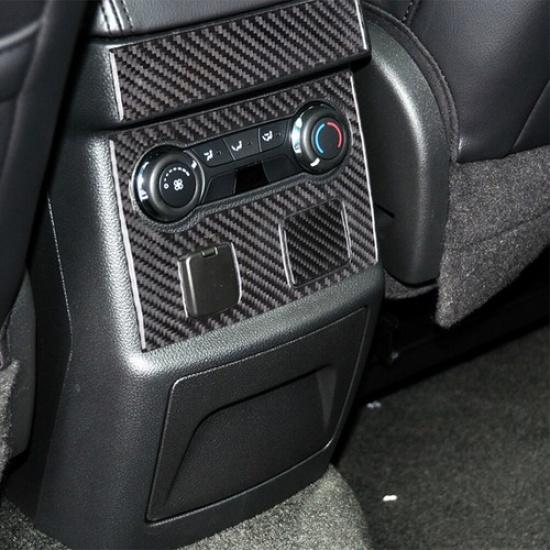 3Pcs For 2011-14 Ford Explorer Carbon Fiber Rear Central Console Cover Trim