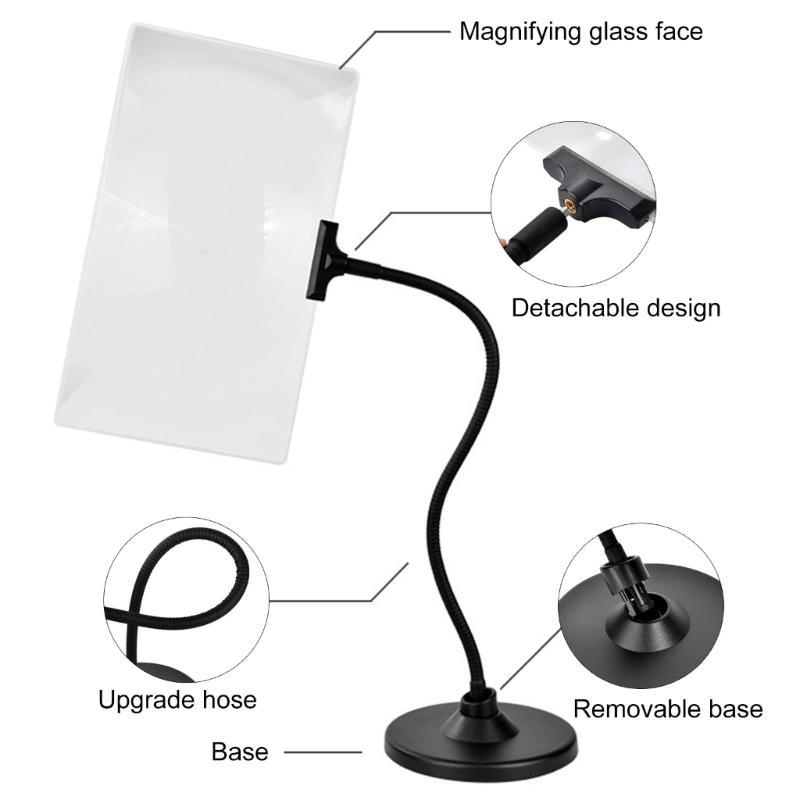 4 Times Magnifying Glass Magnifying Screen Magnifier with Stand Flexible Neck for Reading Small Prints Sewing Phone