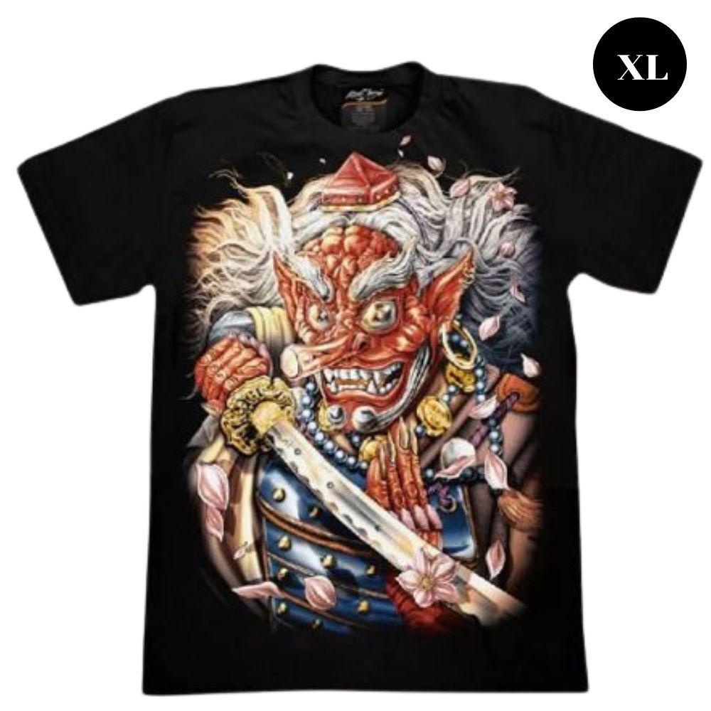 Tengu Samurai T-Shirt Japanese Mythology Warrior Red Demon Tees Glow In The Dark S разноцветный