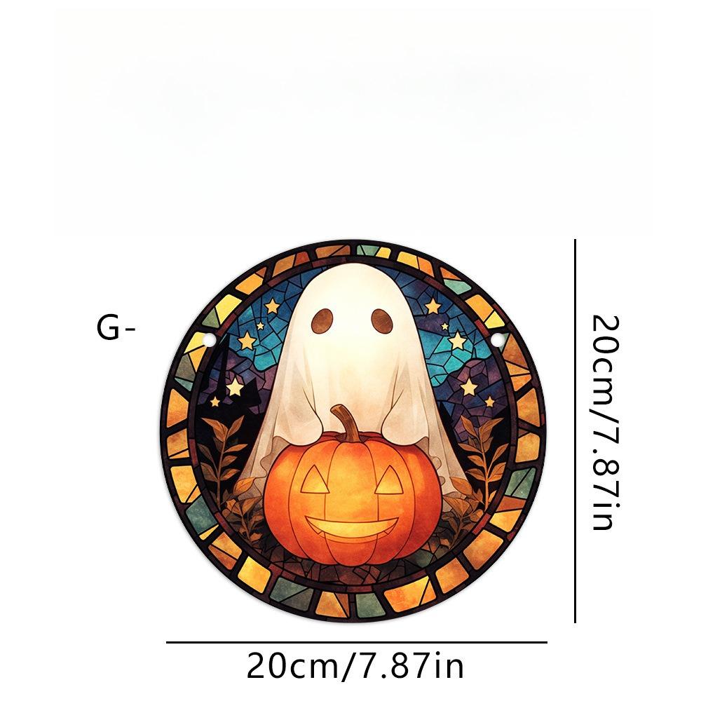 Halloween Ghost Sun Catcher - Circular Acrylic Sign, Acrylic Desktop Ornament, Wall Decor Art, Four Seasons Decoration, Novelty Home Decor