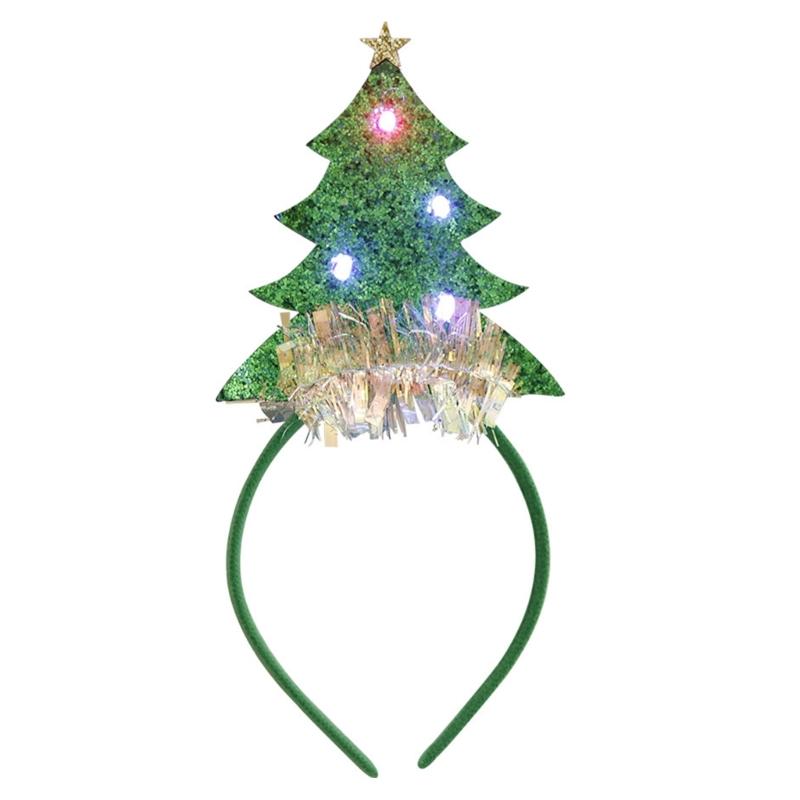 

Flashing Christmas Hat Headband Led Christmas Headband Glowing Christmas Hair Hoop sequin antlers Led Santa Hat Hairband