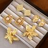 8pcs Set Exaggerated Irregular Earrings for Women Vintage Hollowed-out Leaves Flower Imitation Pearl Drop Earrings Boho Jewelry