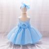 One-Year-Old Baby Princess Dress with 3D Floral Design for Special Events or Piano Performances