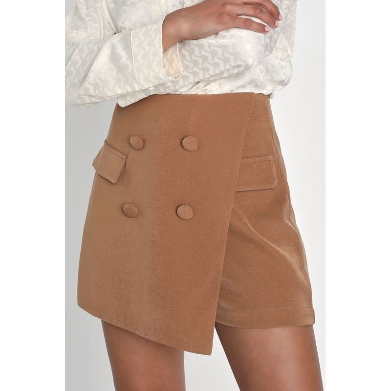 

Export Single Lu s Autumn New Arrival High Waist Slim Looking Casual Easiest for Match Personality and Fashion Sexy Short Women s Pantskirt Brown S
