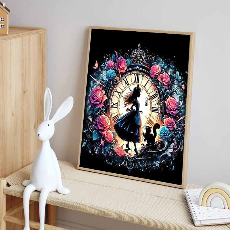 Disney Diamond Painting Alice and The Cheshire Cat Illustration Mosaic Embroidery Image Creation Diamond Painting Cross Stitch Home Decoration 5D DIY
