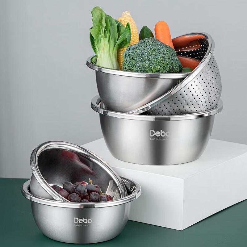 Debo Stainless Steel Rice Sieve and Drainer Set