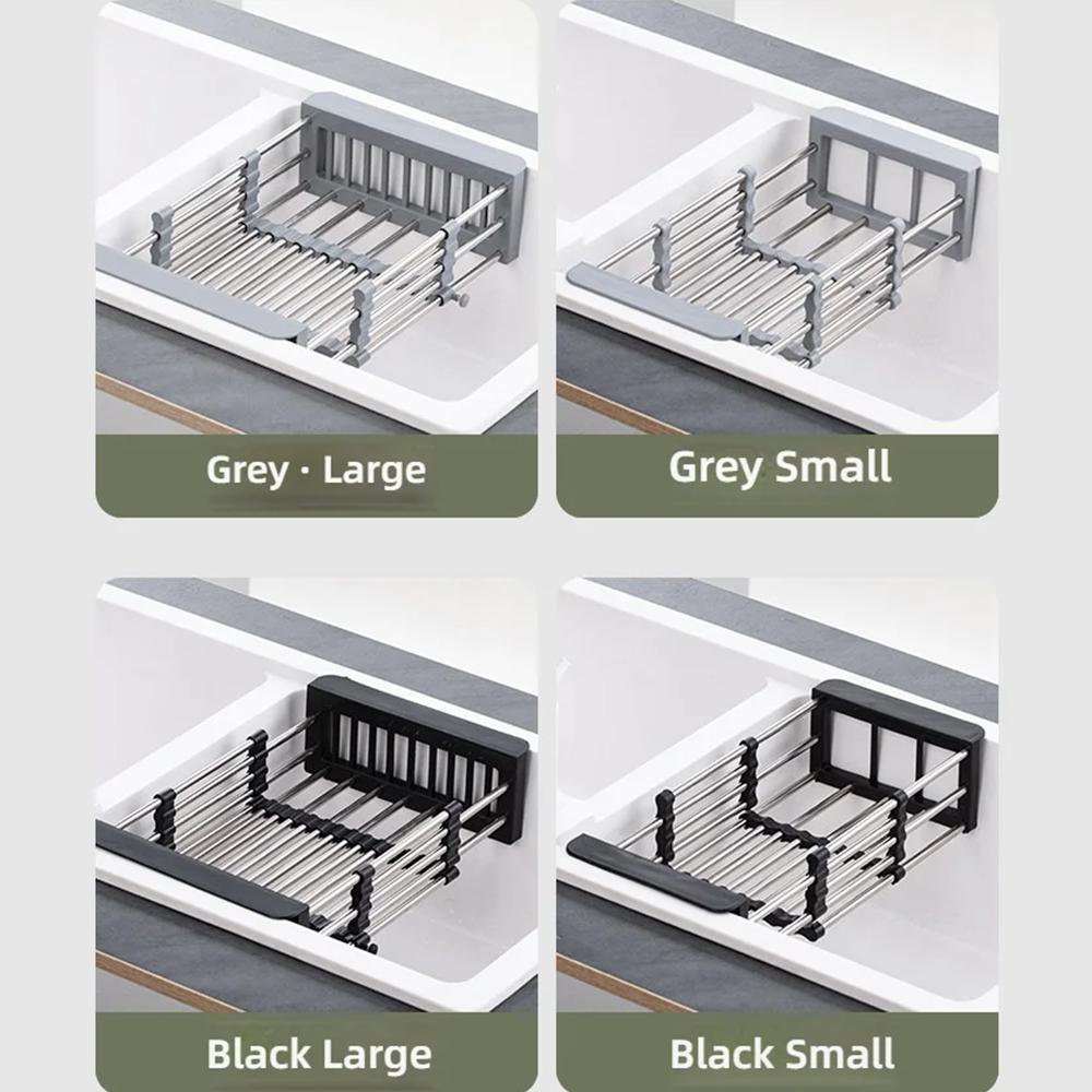 Adjustable Folding Kitchen Sink Stainless Steel Dish Drain Rack Space-Saving Sink Storage Sink Drain Rack Fittings