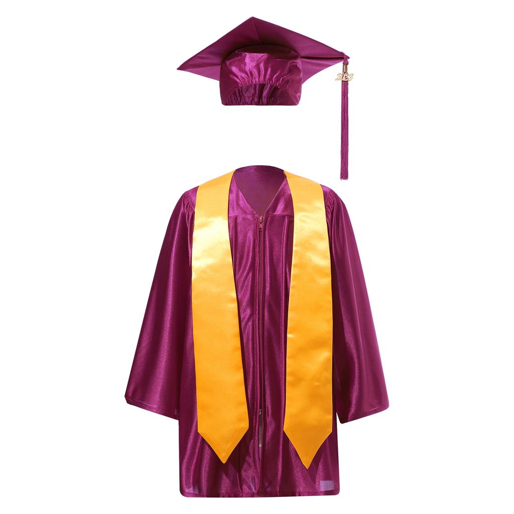 Kinder Vorschule Kindergarten Abschlusskleid Kappe Uniform Set 2023 Abzeichen Quaste Abschlussband Zeremonie Outfit