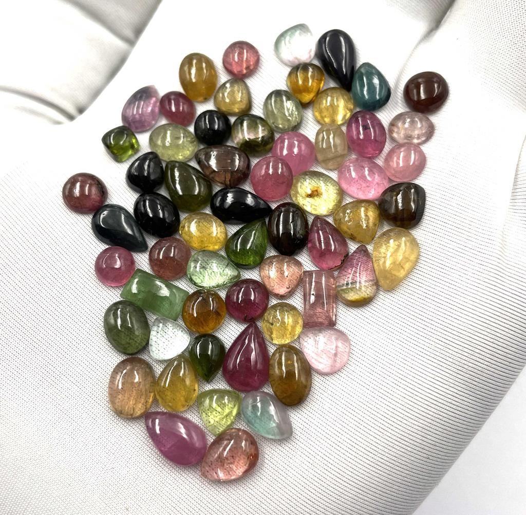 Natural Multi Tourmaline Mix Shape Cabochon Loose Gemstone Lot 16-20 Pcs 5-9 MM 20 CT Multi Tourmaline Cabochon Gemstone For Jewelry Making