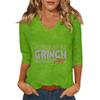 Women's Casual Fashionable Sexy Comfortable V-Neck Christmas Three-Quarter Sleeve Top
