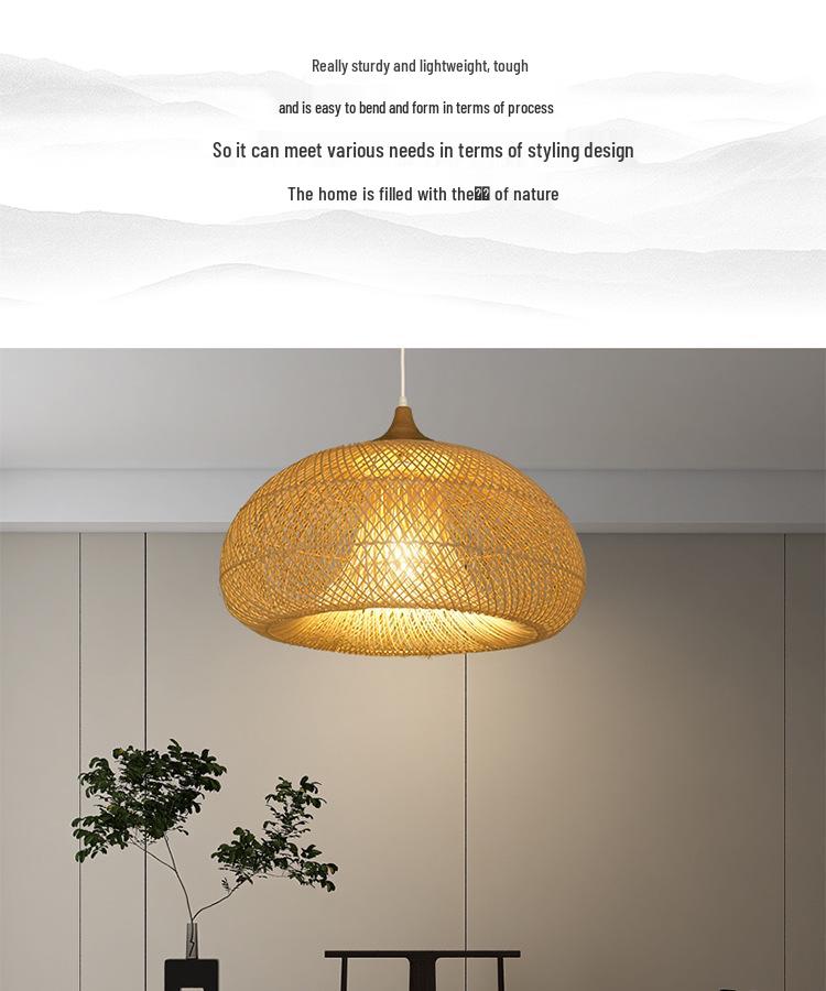 Southeast Asian Wabi-Sabi Rattan Pendant Light for Restaurants, Homestays, Tea Rooms, and Zen Spaces - Vintage Handmade Woven Design
