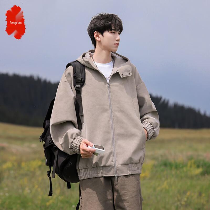 

Мужская кожаная куртка с капюшоном в стиле ретро пэчворк, осень 2025 L