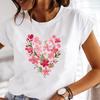 (Asian Size) Love Heart Watercolor Cute Clothing Casual T Shirt Fashion Women Tee Top Printed Lady Female Graphic  Short Sleeve T-shirts