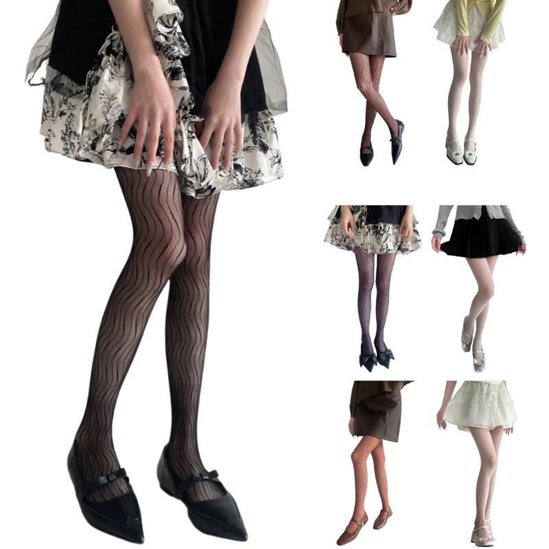 Women Lace Patterned Fishnet Tights High Waist Fishnets Leggings Net Stockings Pantyhose Thigh High Stockings Hosiery
