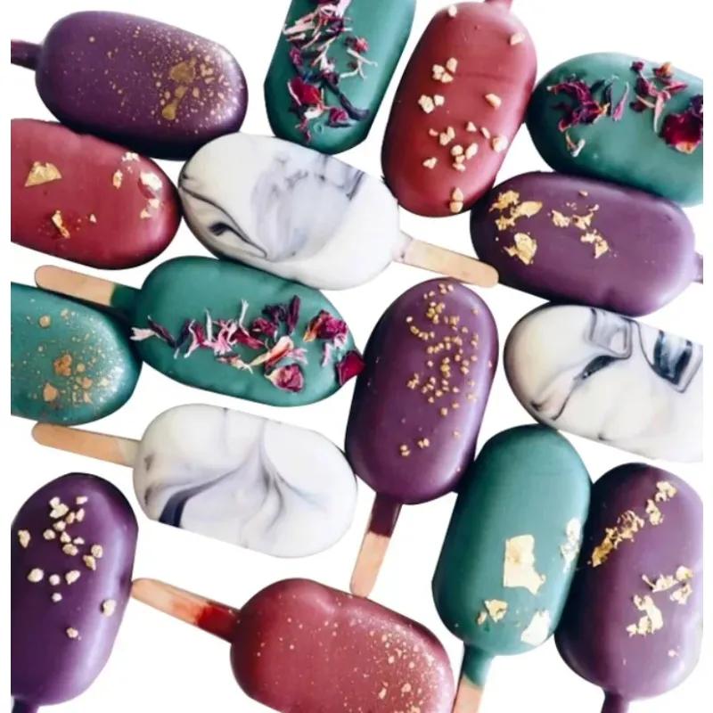 2024 New 4Grid Ice Cream Mold Makers Silicone Thick Material DIY Molds Moulds Dessert Molds Tray With Popsicle for Ice Cream Mold Makerfor