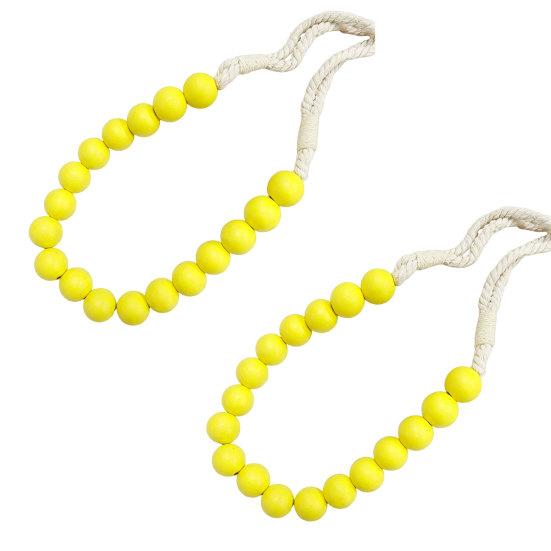 2Pcs Wood Bead Curtain Tiebacks, Curtain Holdbacks for Thin or Thick Window Draperies, Boho Farmhouse Curtain Tiebacks, Curtain Tie Backs for Home