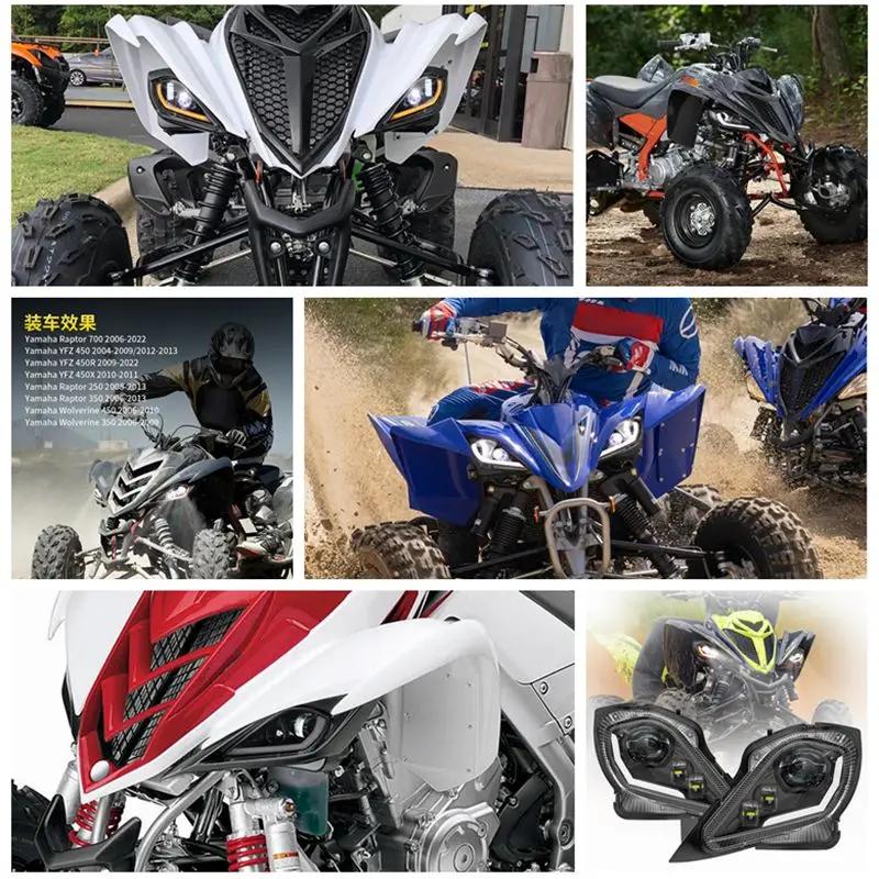 DOT E24 ATV LED Headlight For Yamaha Raptor 700 700R YFZ450 R X Wolverine 450 350 Turn Signal Light 06-22 DRL Adjustable Headlig