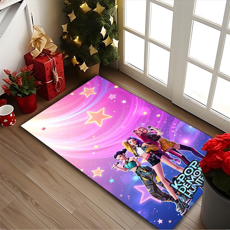 [Kpop Demon Hunters Printed Carpet] Non-slip Office Rug, Cozy Area Carprt for Living Room Use, Soft Home Sofa Chair Mat