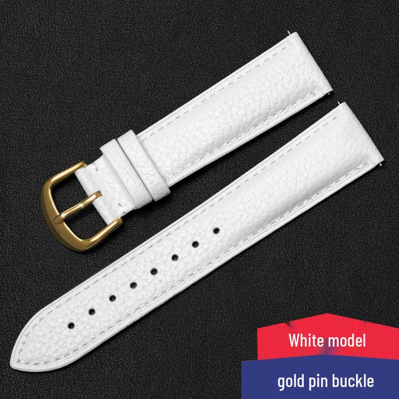 Lychee Pattern Genuine Leather Watch Strap - Soft, Breathable, Quick Release, Double-Sided Cowhide for Men & Women