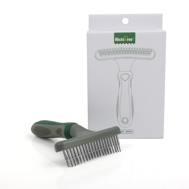 

Pet dog comb open knot hair removal brush cat comb cleaning beauty products pet double row nail rake comb 92252 оливковое зеленый