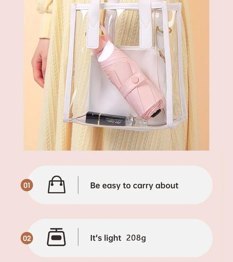 Ultralight And Compact Portable Capsule Umbrella UV Protection Umbrella Mini Five-fold Umbrella