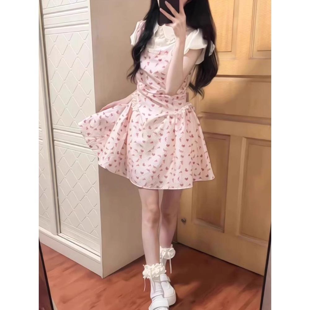 Girl dress summer new gentle floral princess skirt small waist