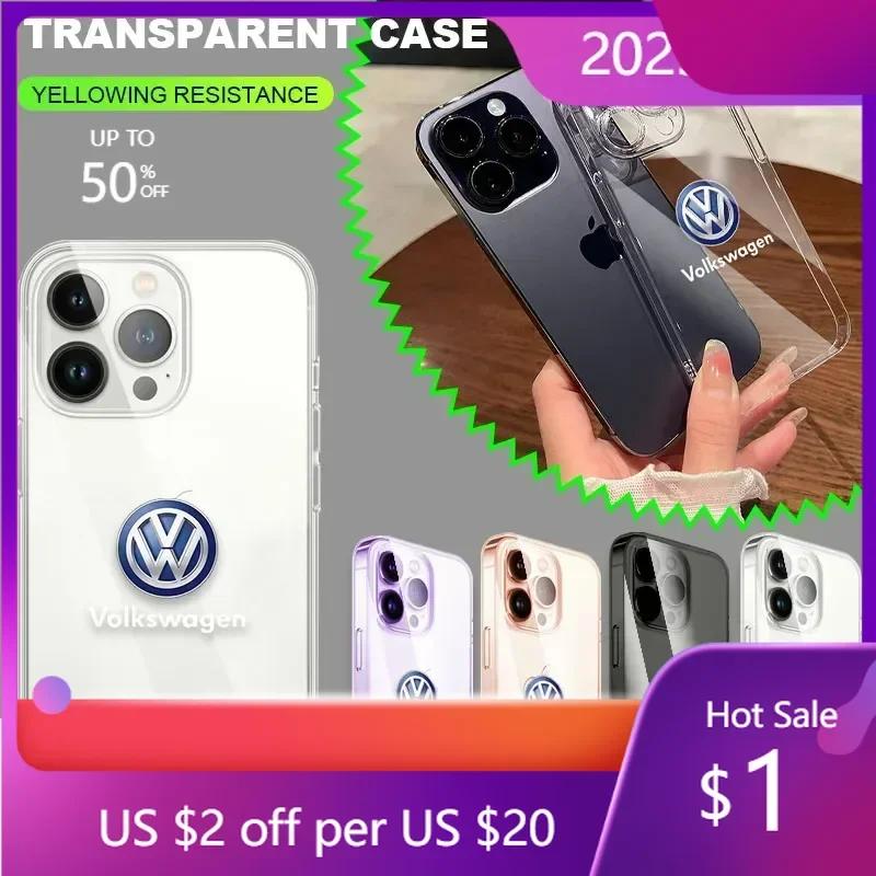 For VW Hot 2025 New Transparent Phone Case With Car Logo For IPhone 11 12 13 14 Pro Max XR X X XS SE 7 8Plus For Volkswagen Jett