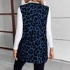 Damen S Leo-Print V-Ausschnitt Pullover Mittellanger Mantel