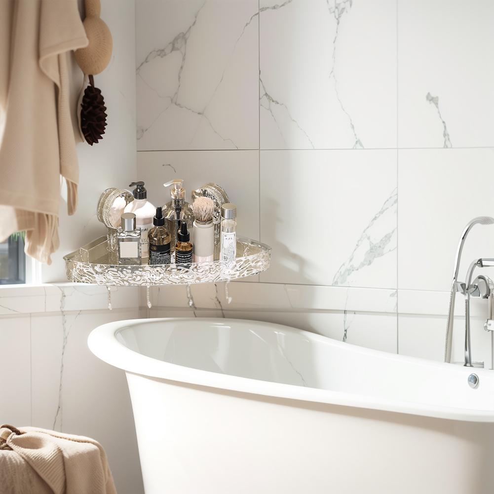 Bathroom Shower Shelf Storage Basket Drill-Free Removable Powerful Suction Shower Caddy Basket Waterproof for Kitchen & Bathroom