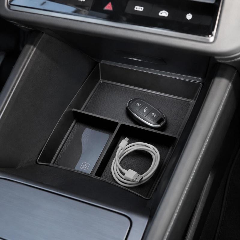 Textured Base Console Storage Tray, Car Interior Insert with Split Storage Space for Phone, Cards, Coins, and Daily Cabin Carry Needs