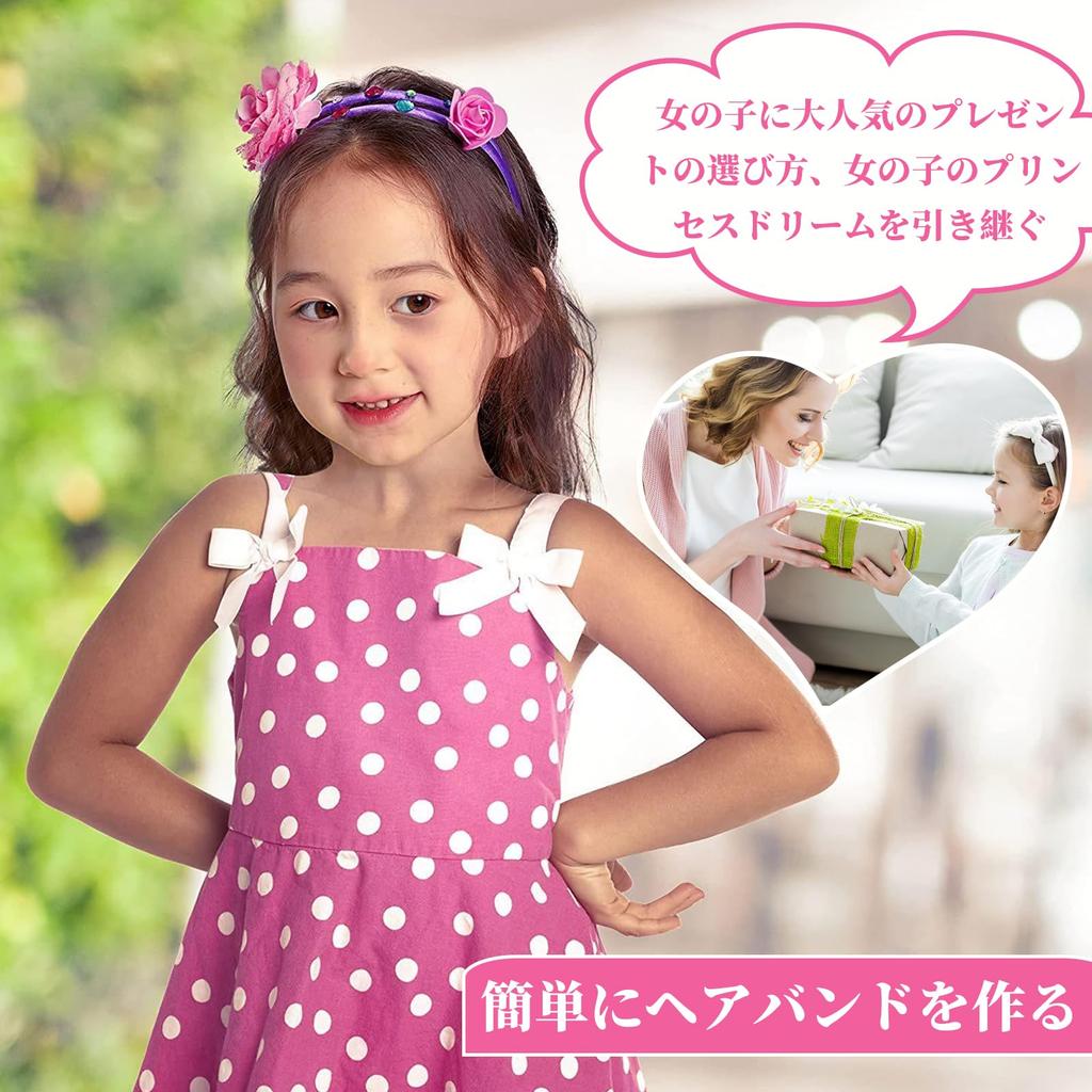 ZHEJIA Headband Making Toy, Handmade Kit for Girls, Craft Kit with Stars, Flowers, Hearts, Rhinestones, and a Variety of Decorative Parts, Kids'