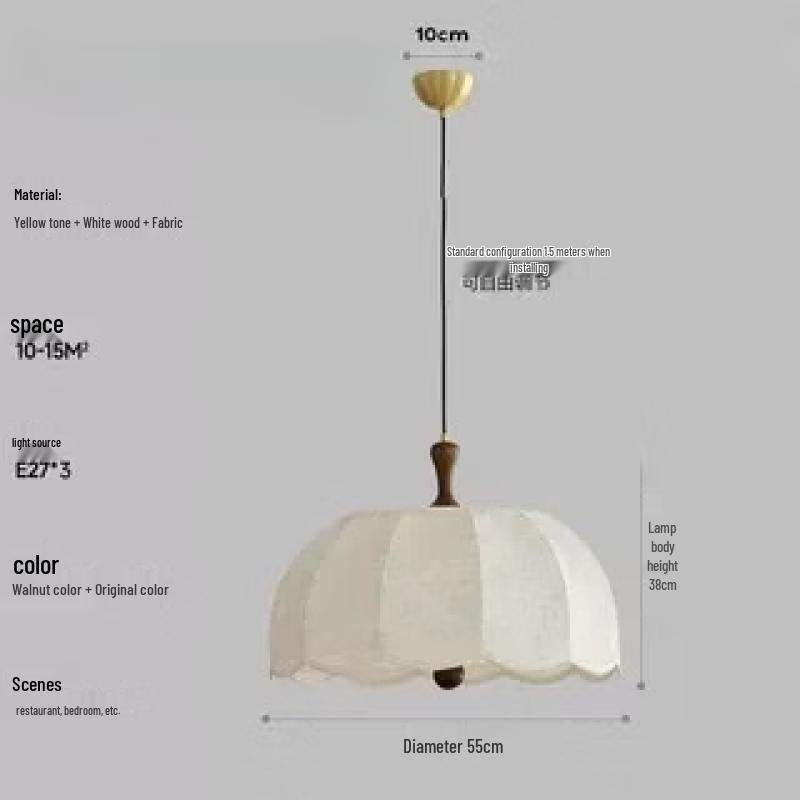Retro Fabric Pendant Light 60 вт/3-цветный светлый
