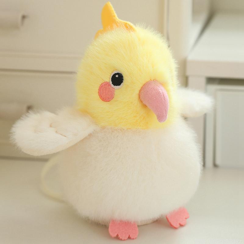 Cute Mini Standing Shoulder Pet Bird Plush Toy Fluffy Parrot Pigeon Stuffed Doll Pendant