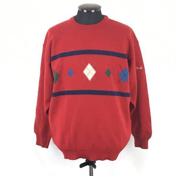 

Pringle of Scotland Wool Argyle Sweater [Men S/Red] Knitted Top