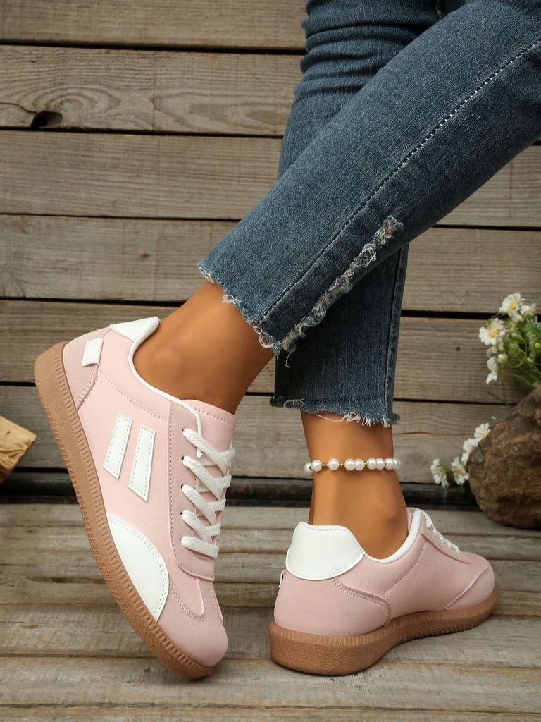 Moda 2025 Zapatos Mujer Tendencia Zapatillas Casual Cómodas con Cordones Planas Zapato de Tenis Transpirable para Caminar Trotar Zapatillas De Mujer