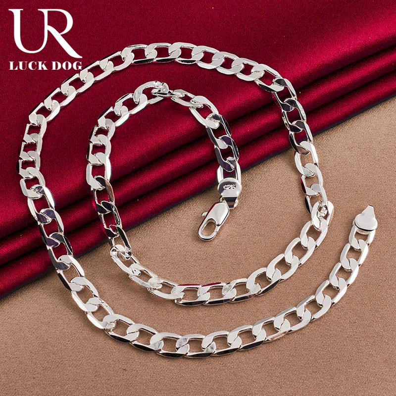 Collier Chaîne Latérale 8mm Argent Sterling 925 Bijoux de Mariage