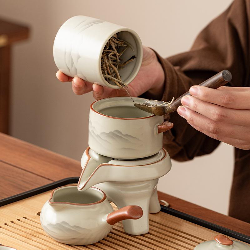 Automatic Teaware Sets for Home Use Anti Scalding Stone Grinding Teapot Office Lazy Tea Making Tool
