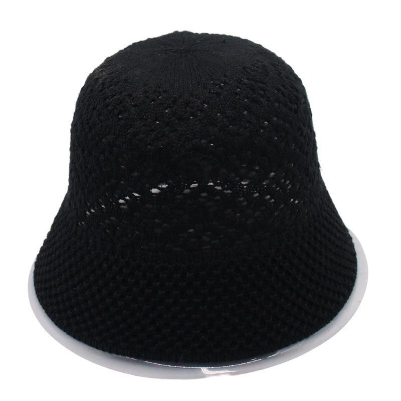 

Bucket Hat Women S Round Face Knitted Hat Versatile Bucket Hat Sweet Spring And Summer Beach Hat Straw Hat Hollow Sun Hat Breathable One size fits all чорний