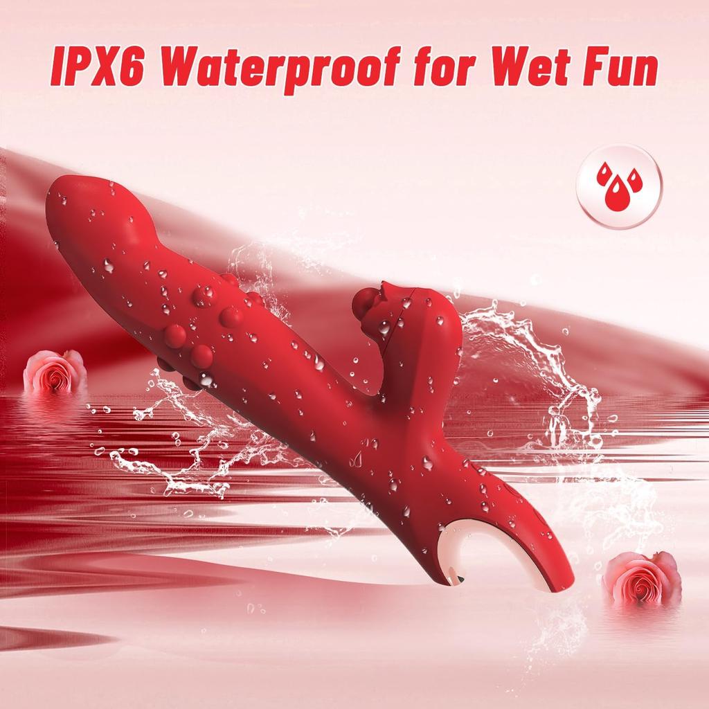 Adult Dildo G Spot Vibrator with 5 Rotating Modes and 2 Motors 10 Vibration Modes and Sliding Mode with Beads Rabbit Vibrators Female Sex Toys