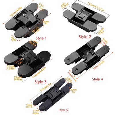 Concealed Silent Close Hidden Door Hinges Invisible Mounting Folding Invisible Cross Hinge 3D Adjustable Outside Opening
