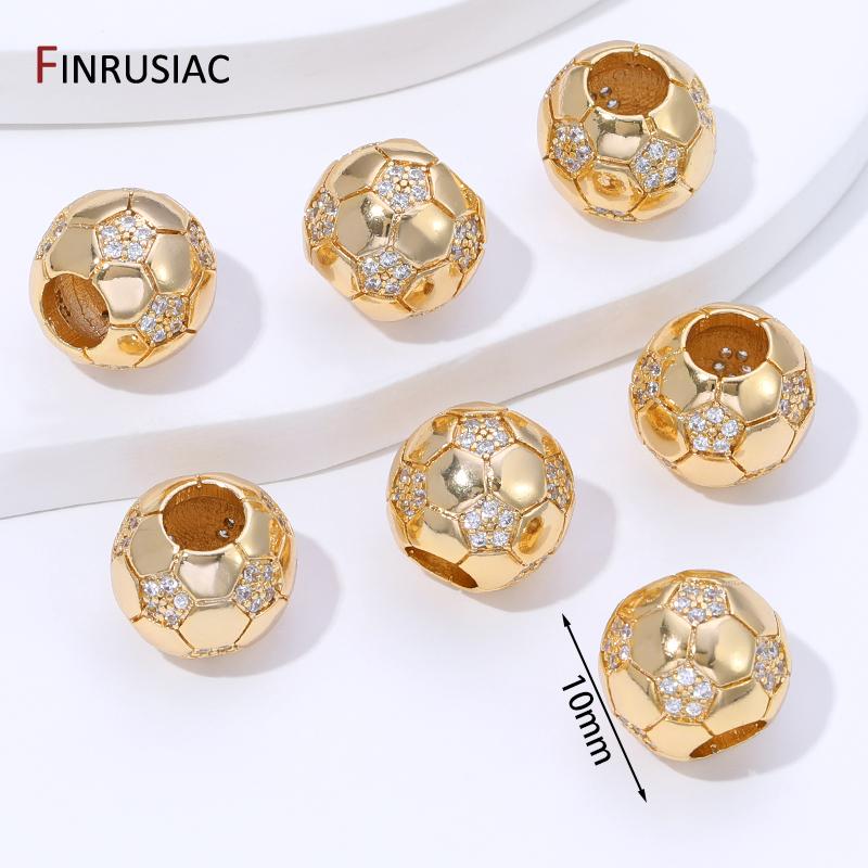 

14K Gold Plated Brass 10mm Football Shape Spacer Beads Jewelry Making,Separator For Beads,DIY Jewelry Making Accessories 1 piece