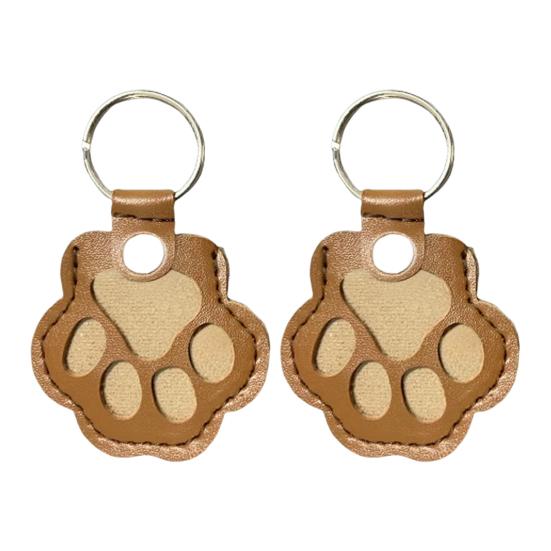 Faux Leather Pet Memorial Keychain Paw Shaped Keepsake Key Chain Easy to Use Pet Hair Storage Bag Key Holder