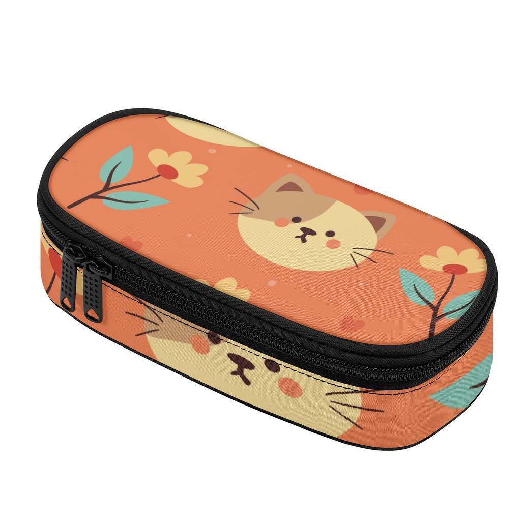 Pencil Bag Neat Design Wear Resistant Polyester Full Zipper Closure with Mesh Pocket Removable Divider and Pen Slots for Students