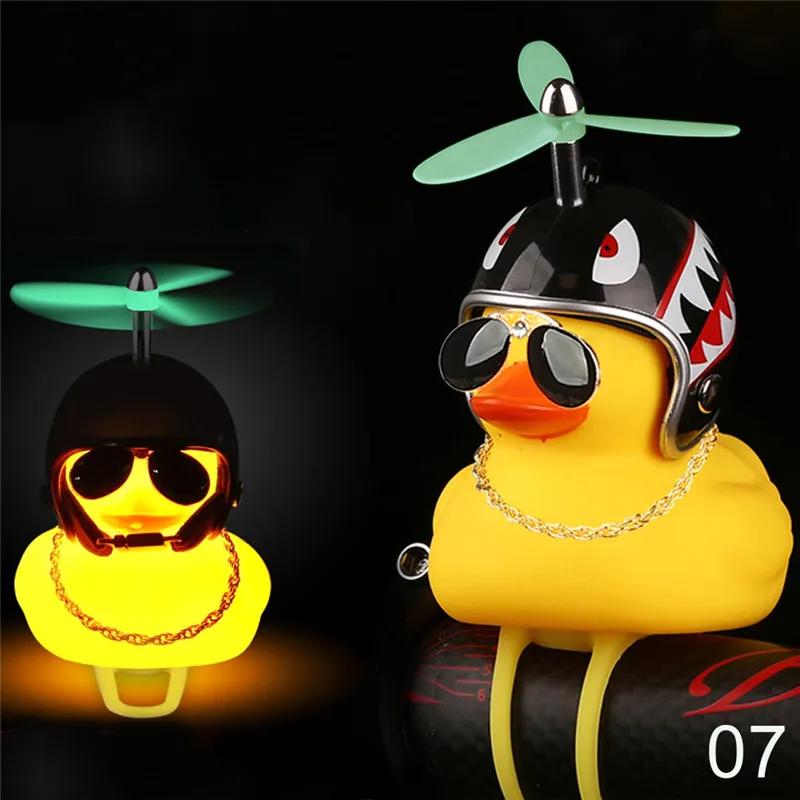 Luminous/Normal Airscrew Helmet Standing Duck Broken Wind Small Yellow Duck Bike Motor Riding Cycling Lights Bicycle Accessories