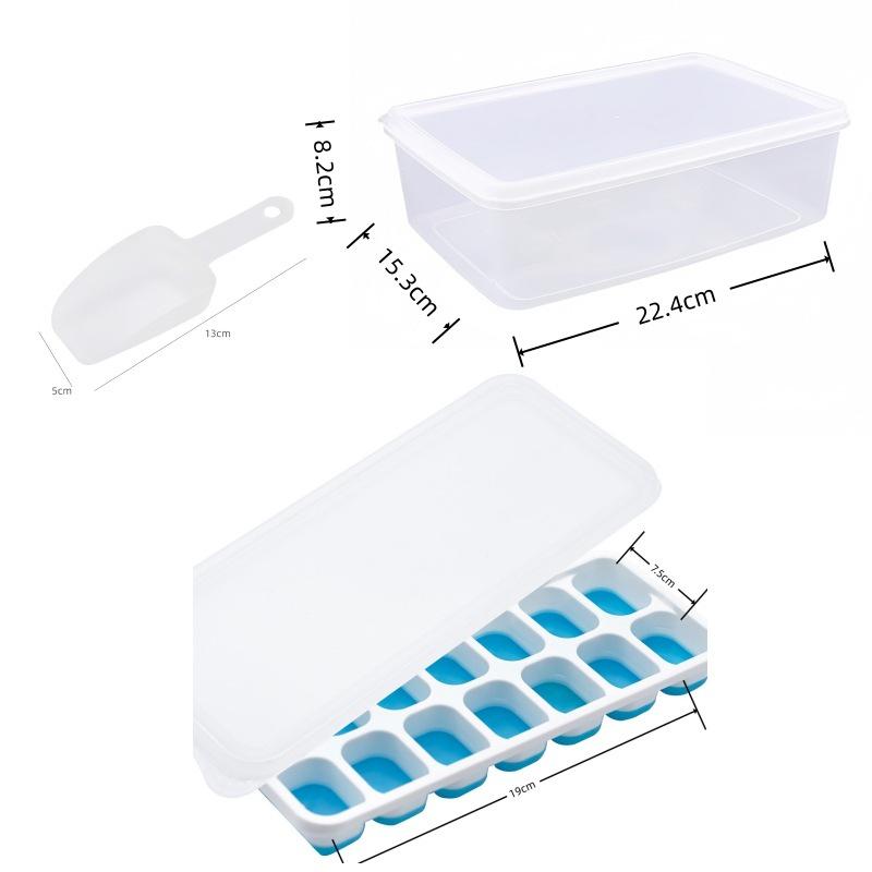 Cross-Border Ice Cube Tray - 14 Grids with Lid, Large Capacity Mold for Household Ice Storage