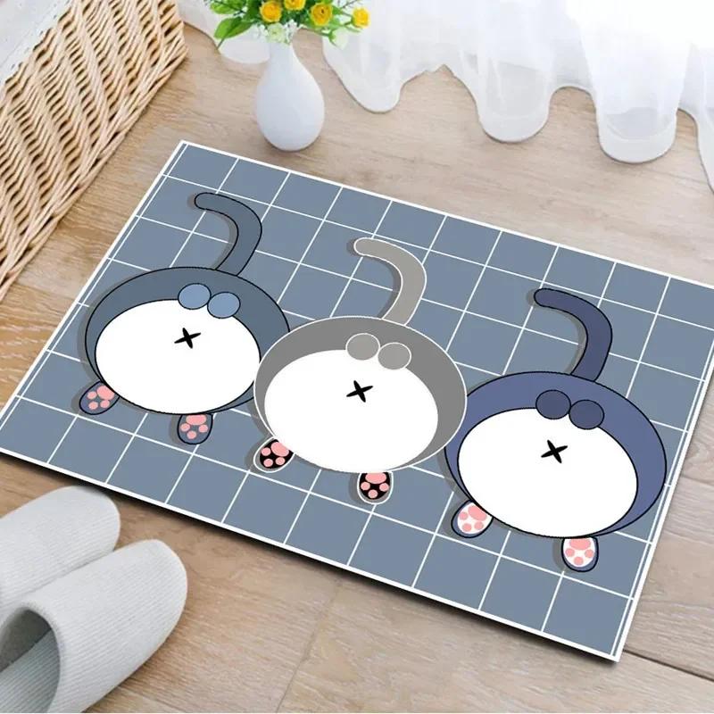 Cartoon Cat Printed Entrance Doormat Carpet for Bedroom Living Room Hallway Soft Small Area Rug Floor Mat Home Decoration