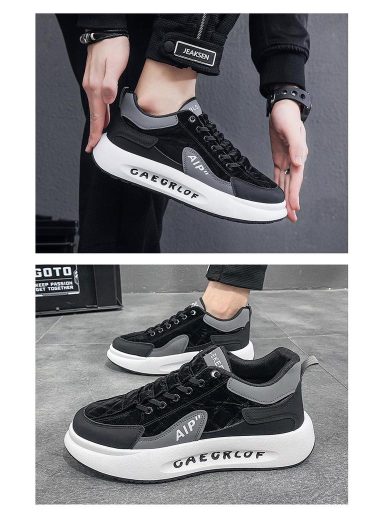 Herren Sommer Atmungsaktive Canvas Schuhe, Koreanischer Stil Vielseitige Sneaker, Dicke Sohle Trendige Sport-Board-Schuhe