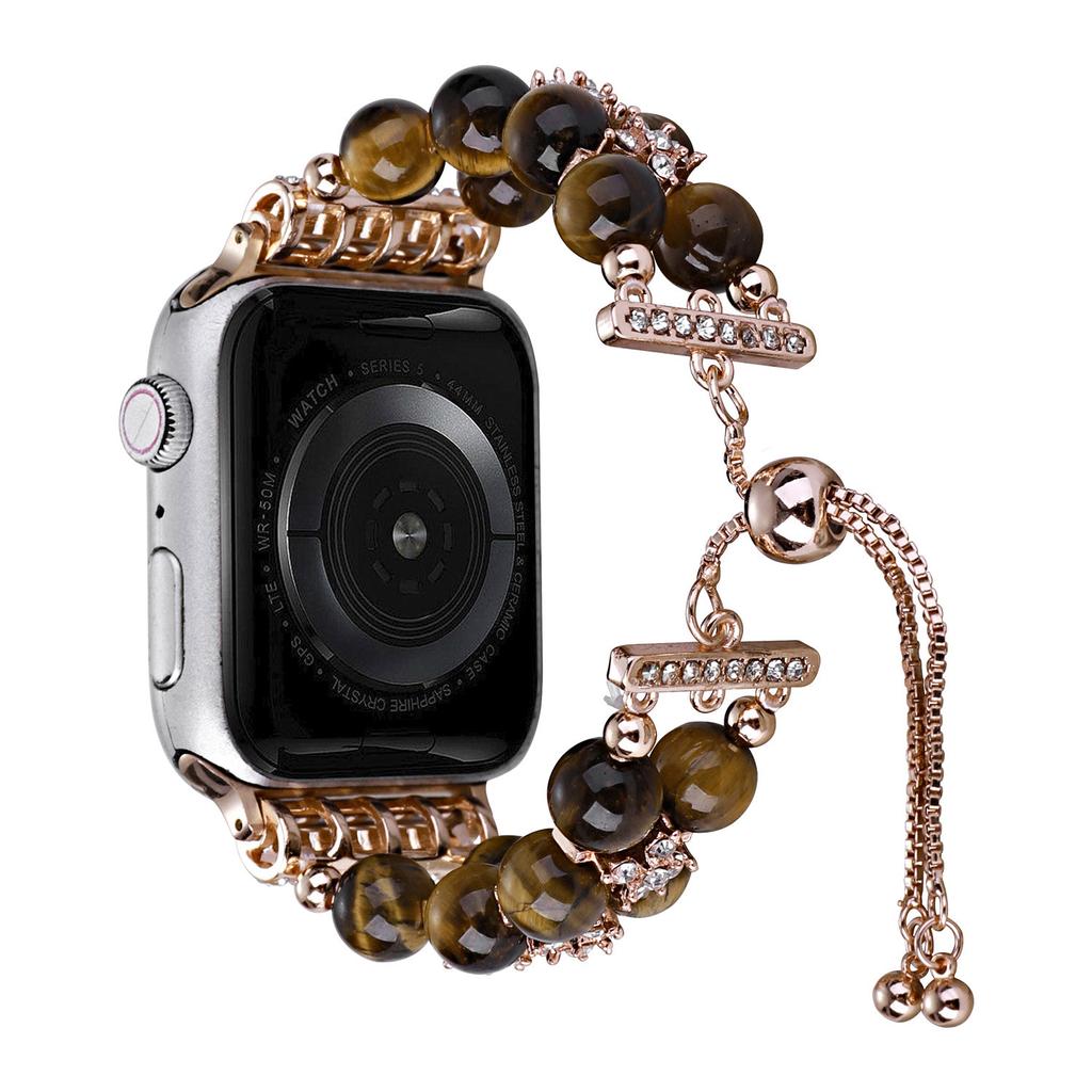 Watchband Pearl Strap For Apple Watch Band Ultra 49mm Agate Beaded Jewelry Bracelet For Iwatch Series 9 8 7 6 SE 5 4 3 44mm 40mm 45mm 41mm