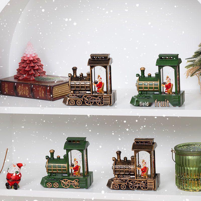 Vintage Light-Up Santa Claus Train Christmas Ornaments for Toddlers